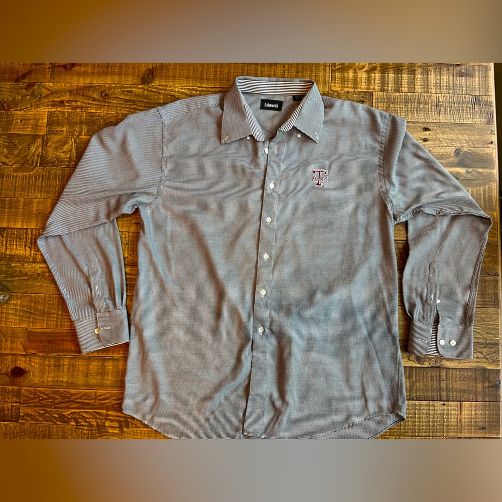 Ashworth Texas A&M Aggies Black And White Monogram Button Down Shirt Size XL
